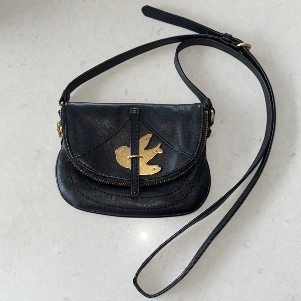 Marc By Marc Jacobs Black and Gold Crossbody Petal To The Metal Flap Bag